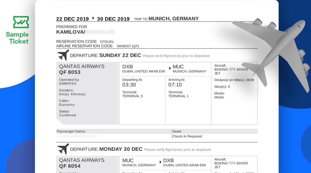 Dummy ticket for visa interview